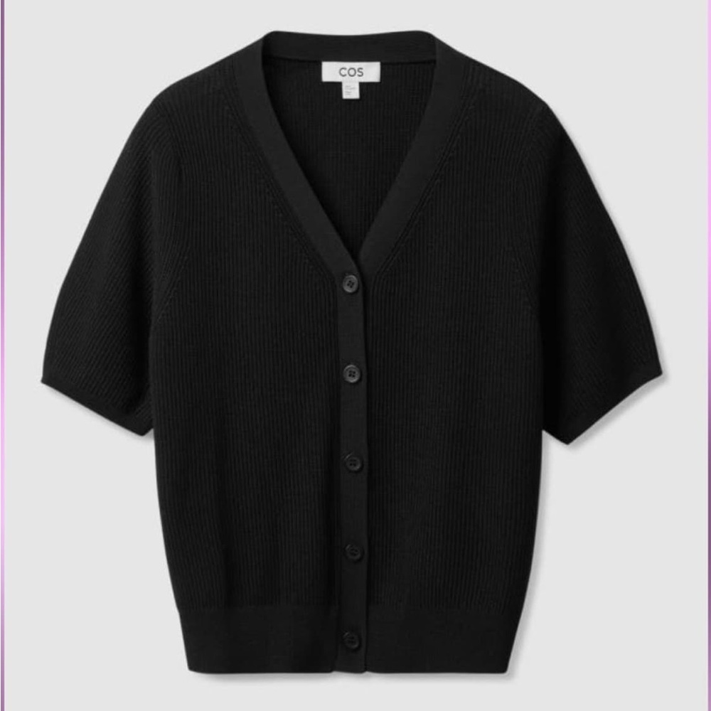 (Like new!) COS short sleeve summer cardigan - Black; Size: Small